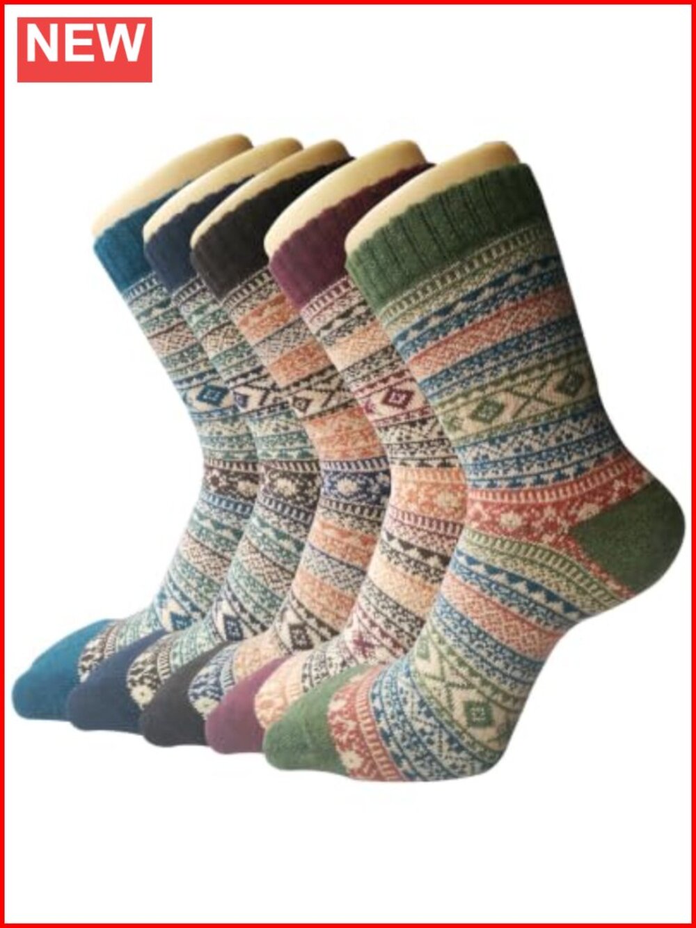 Wool Crew Boot Socks 5 Pairs Winter Warm Soft Breathable Durable